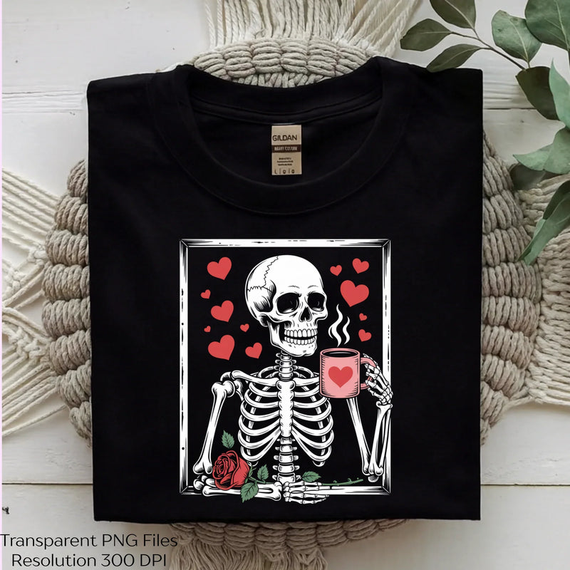 Cute Skeleton Coffee Valentine Clipart Bundle - CraftNest - Digital Crafting and Art