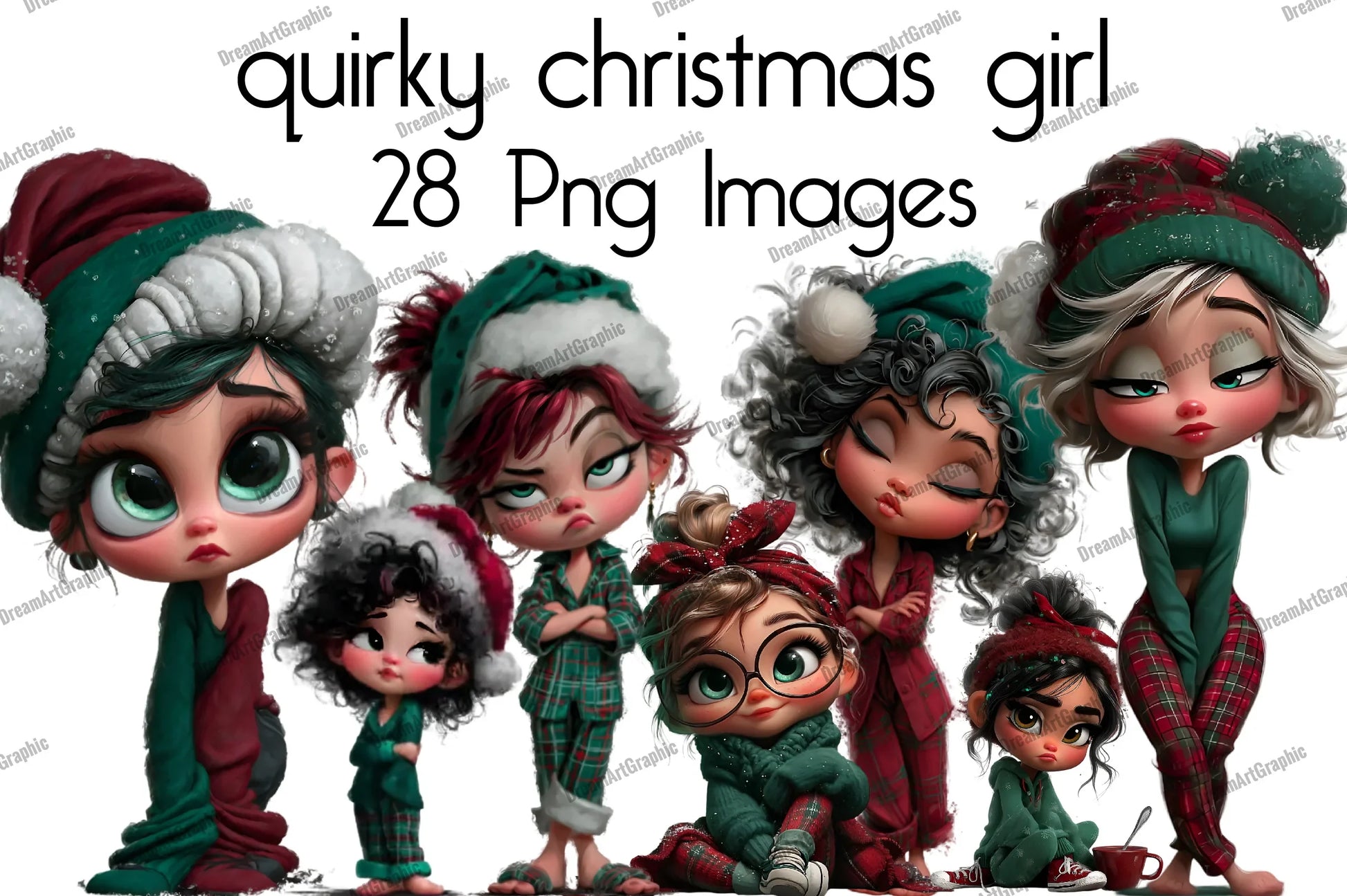 Quirky Christmas Girl Clipart Bundle - CraftNest - Digital Crafting and Art