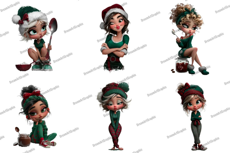 Quirky Christmas Girl Clipart Bundle - CraftNest - Digital Crafting and Art