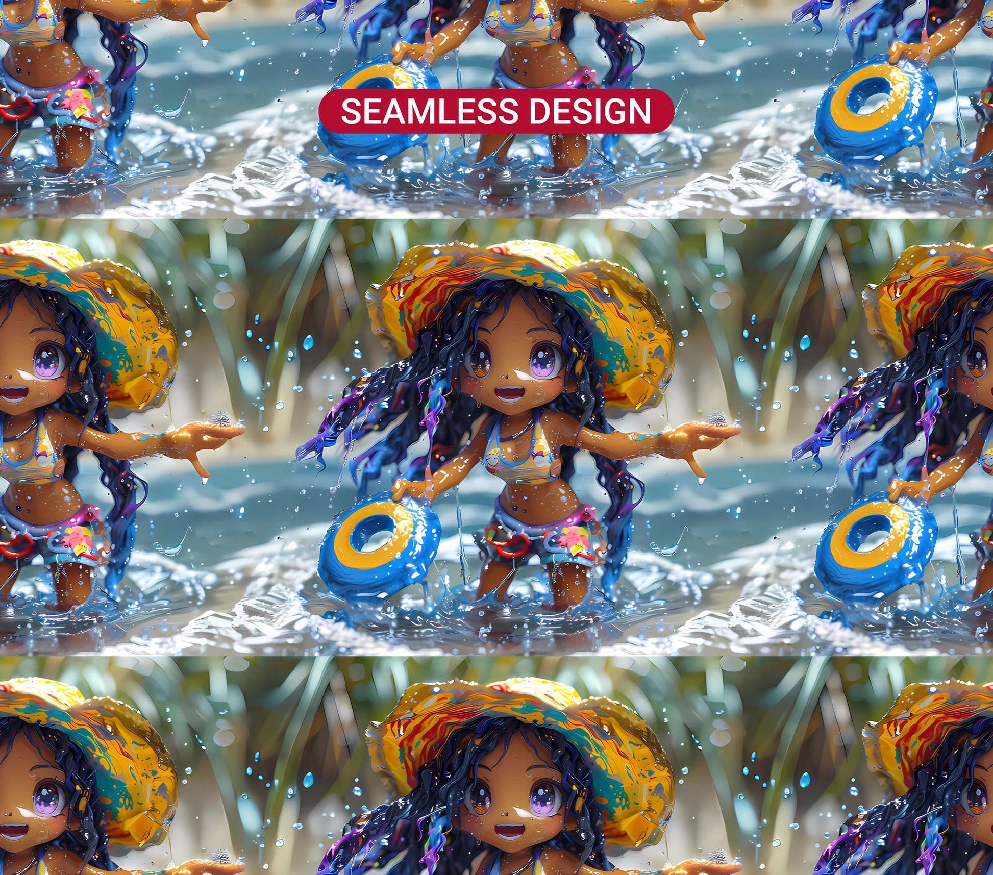 Chibi Summer 3 Tumbler Wrap - CraftNest - Digital Crafting and Art