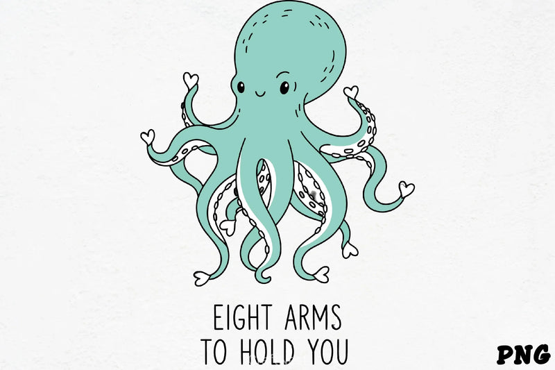Teal Octopus Heart Suckers Clipart Bundle - CraftNest - Digital Crafting and Art