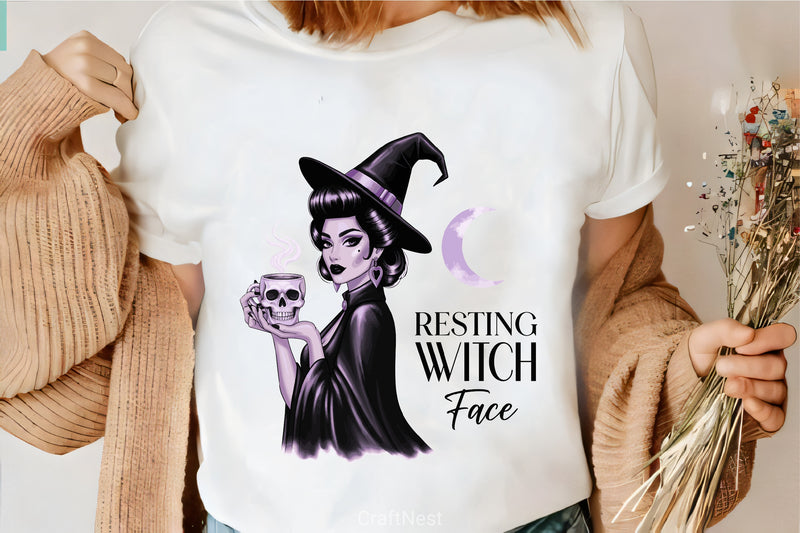 Resting Witch Face Clipart Bundle 3 - CraftNest - Digital Crafting and Art