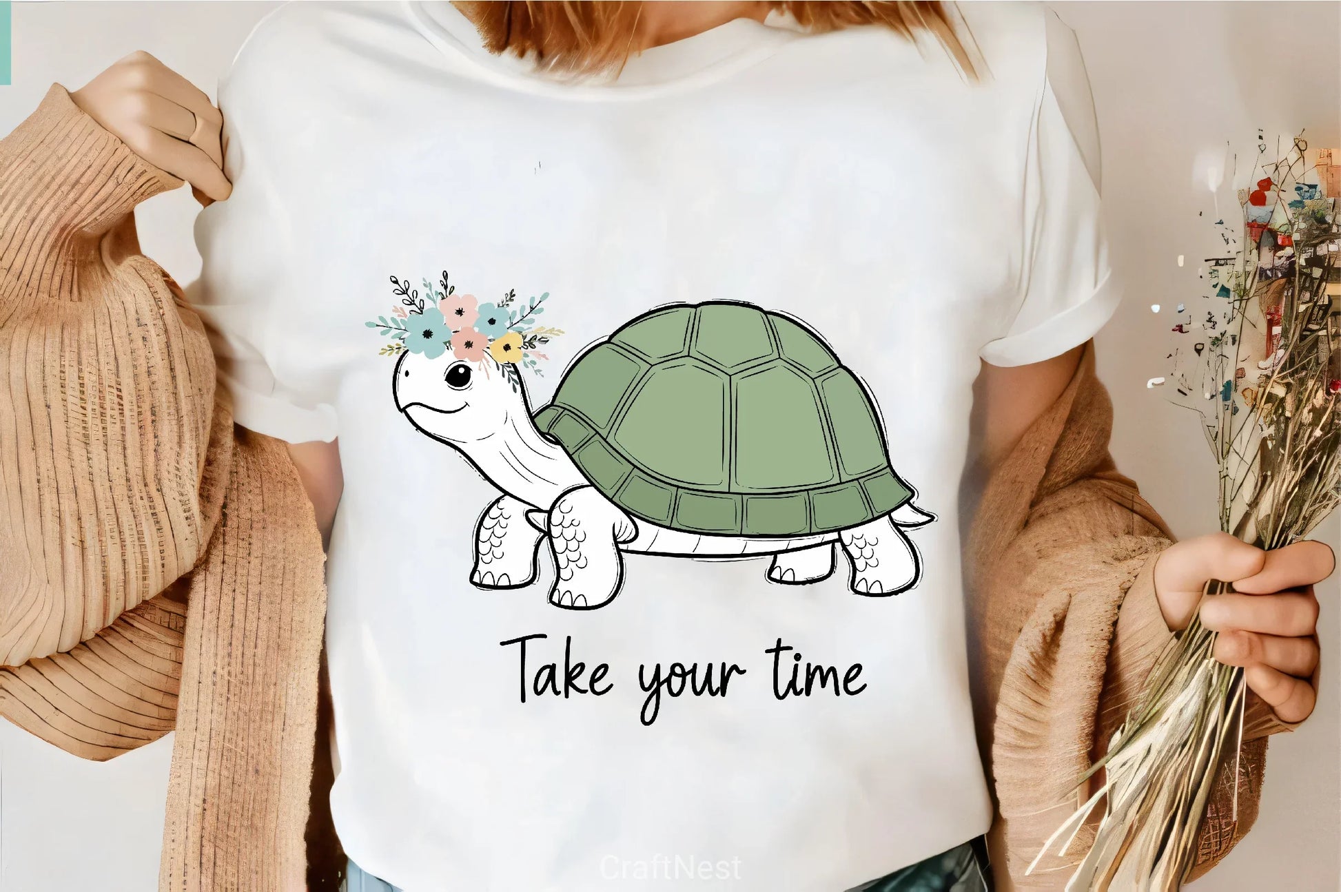 Cute Turtle Flowers Clipart Bundle - CraftNest - Digital Crafting and Art