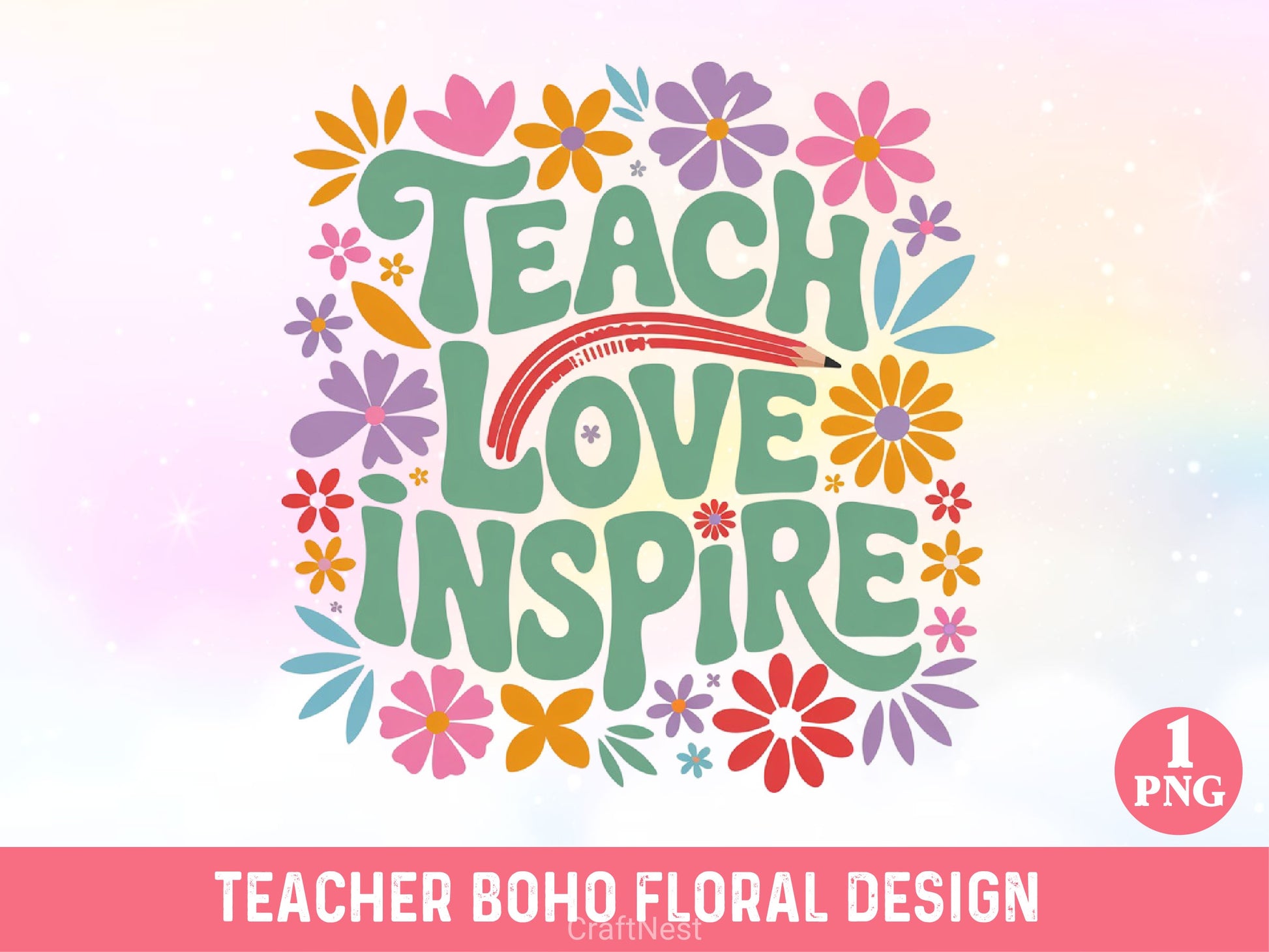 Teacher Boho Floral SVG Bundle - CraftNest - Digital Crafting and Art
