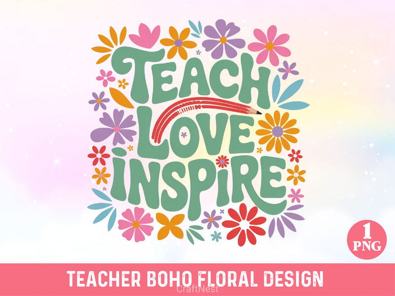 Teacher Boho Floral SVG Bundle - CraftNest - Digital Crafting and Art