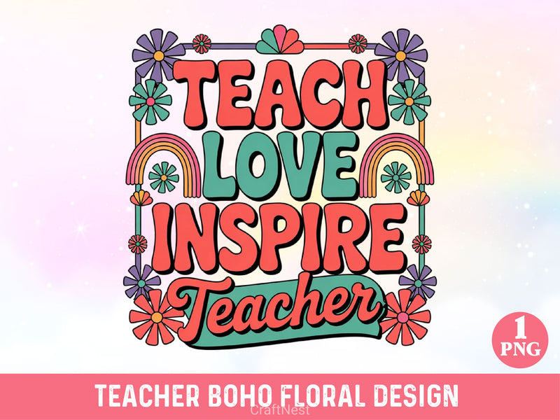 Teacher Boho Floral SVG Bundle - CraftNest - Digital Crafting and Art