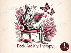 Books Are My Therapy Funny Book Lover Clipart Bundle 3 - CraftNest - Digital Crafting and Art