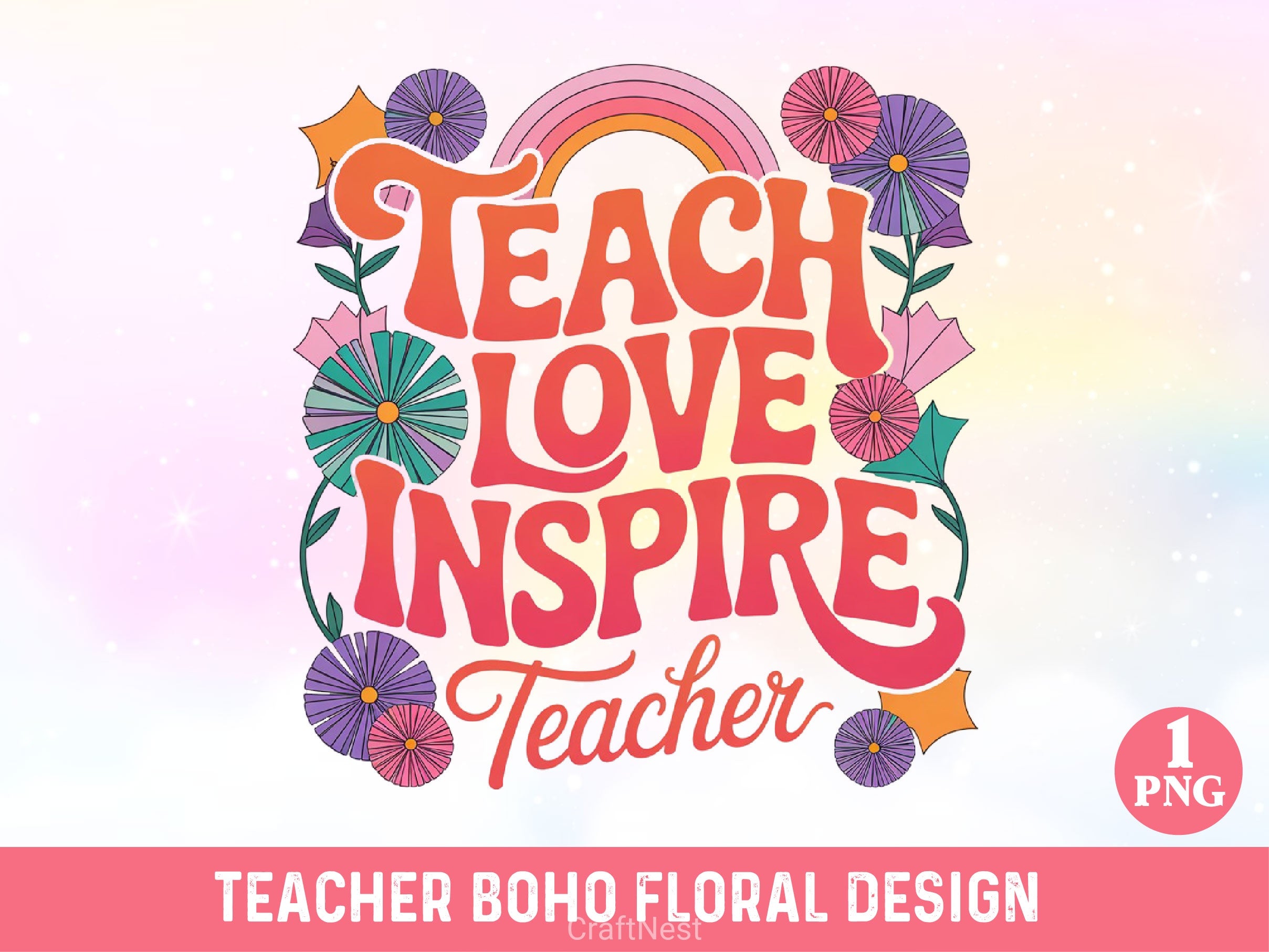Teacher Boho Floral SVG Bundle - CraftNest - Digital Crafting and Art