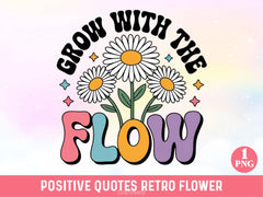 Positive Quotes Retro Flower Clipart Bundle - CraftNest - Digital Crafting and Art