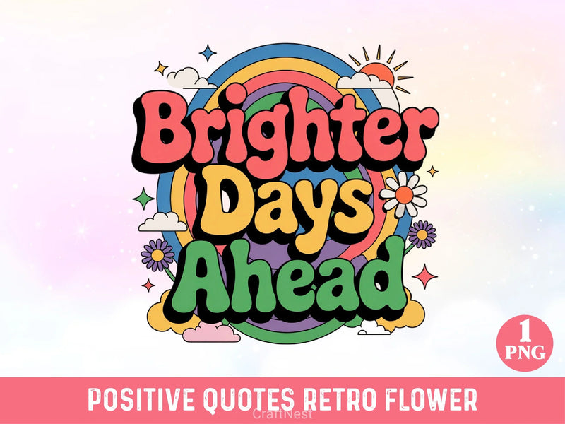 Positive Quotes Retro Flower Clipart Bundle - CraftNest - Digital Crafting and Art