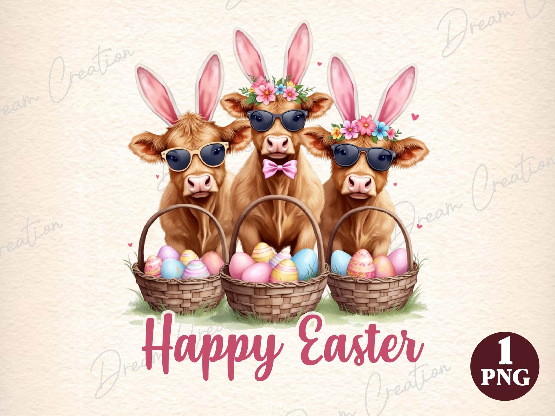 Cute Cow Easter Retro Easter Clipart Bundle - CraftNest - Digital Crafting and Art