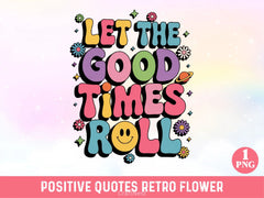 Positive Quotes Retro Flower Clipart Bundle - CraftNest - Digital Crafting and Art