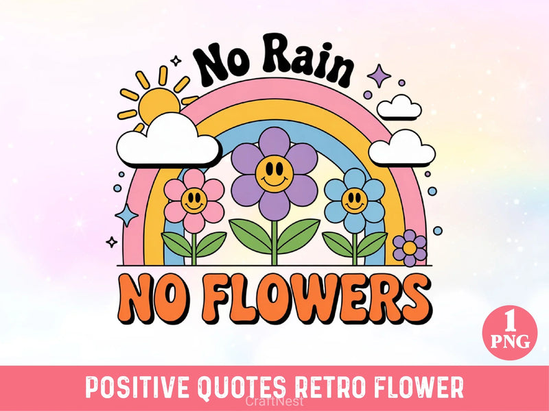 Positive Quotes Retro Flower Clipart Bundle - CraftNest - Digital Crafting and Art