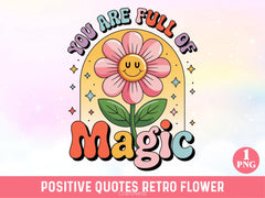 Positive Quotes Retro Flower Clipart Bundle - CraftNest - Digital Crafting and Art