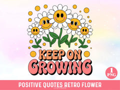 Positive Quotes Retro Flower Clipart Bundle - CraftNest - Digital Crafting and Art