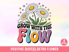 Positive Quotes Retro Flower Clipart Bundle - CraftNest - Digital Crafting and Art