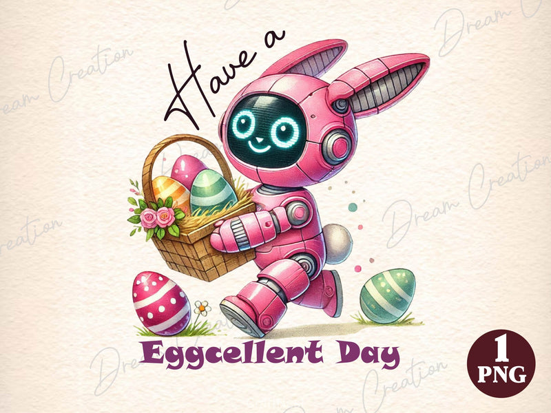 Have A Eggcellent Day Toddler Bunny Bot Clipart Bundle - CraftNest - Digital Crafting and Art