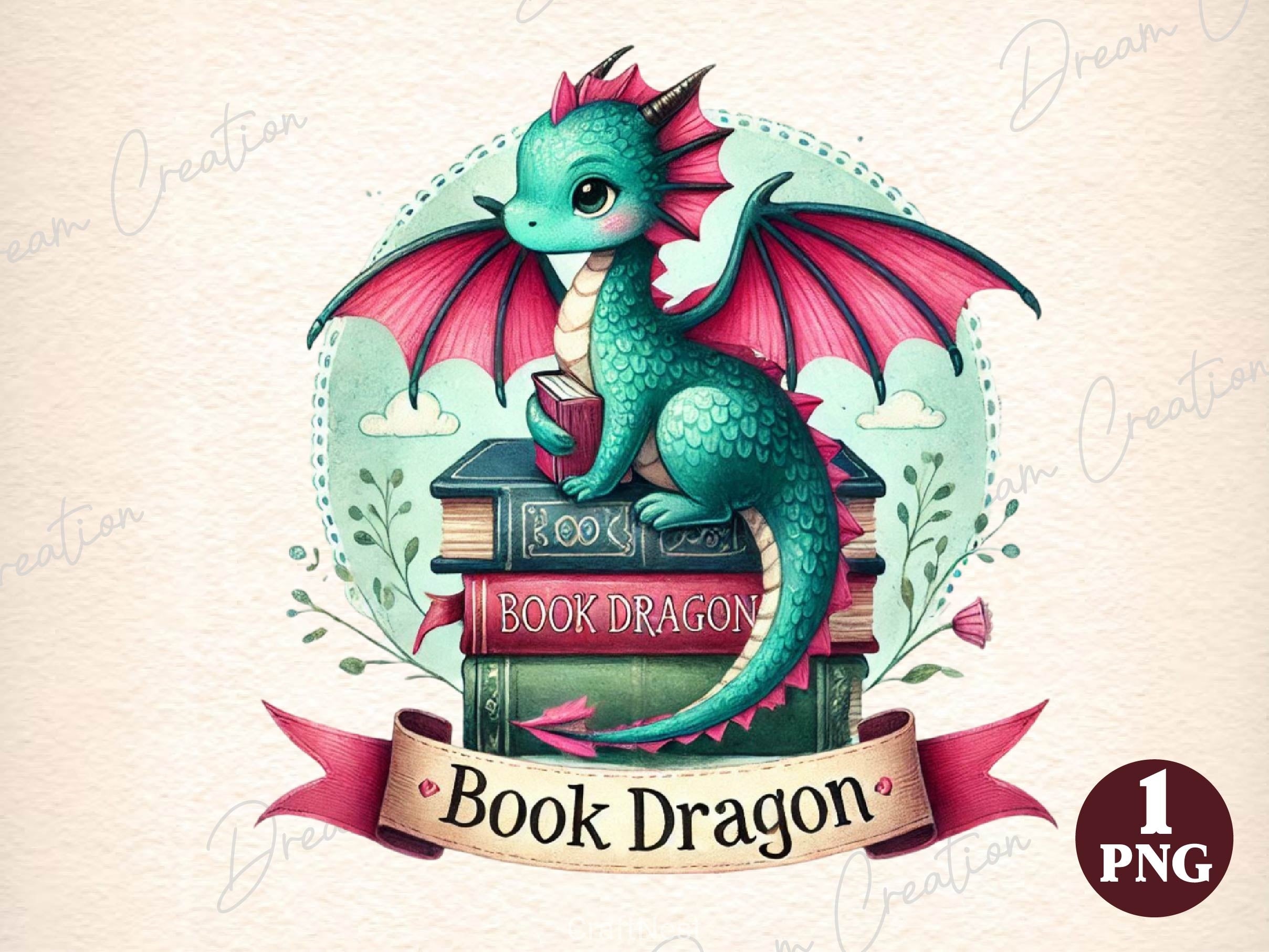 Funny Book Lover Book Reading Dragon Clipart Bundle 3 - CraftNest - Digital Crafting and Art