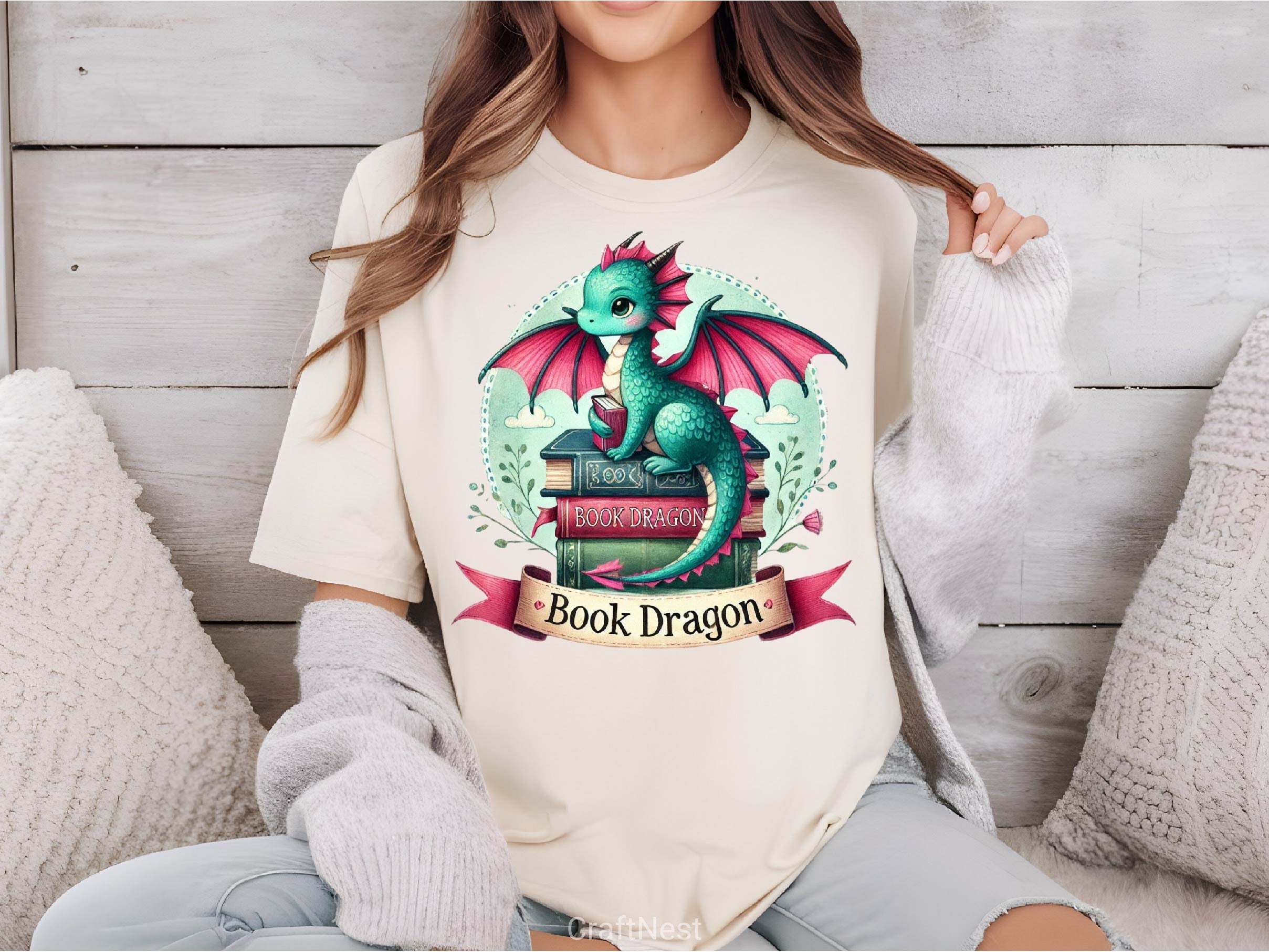 Funny Book Lover Book Reading Dragon Clipart Bundle 3 - CraftNest - Digital Crafting and Art