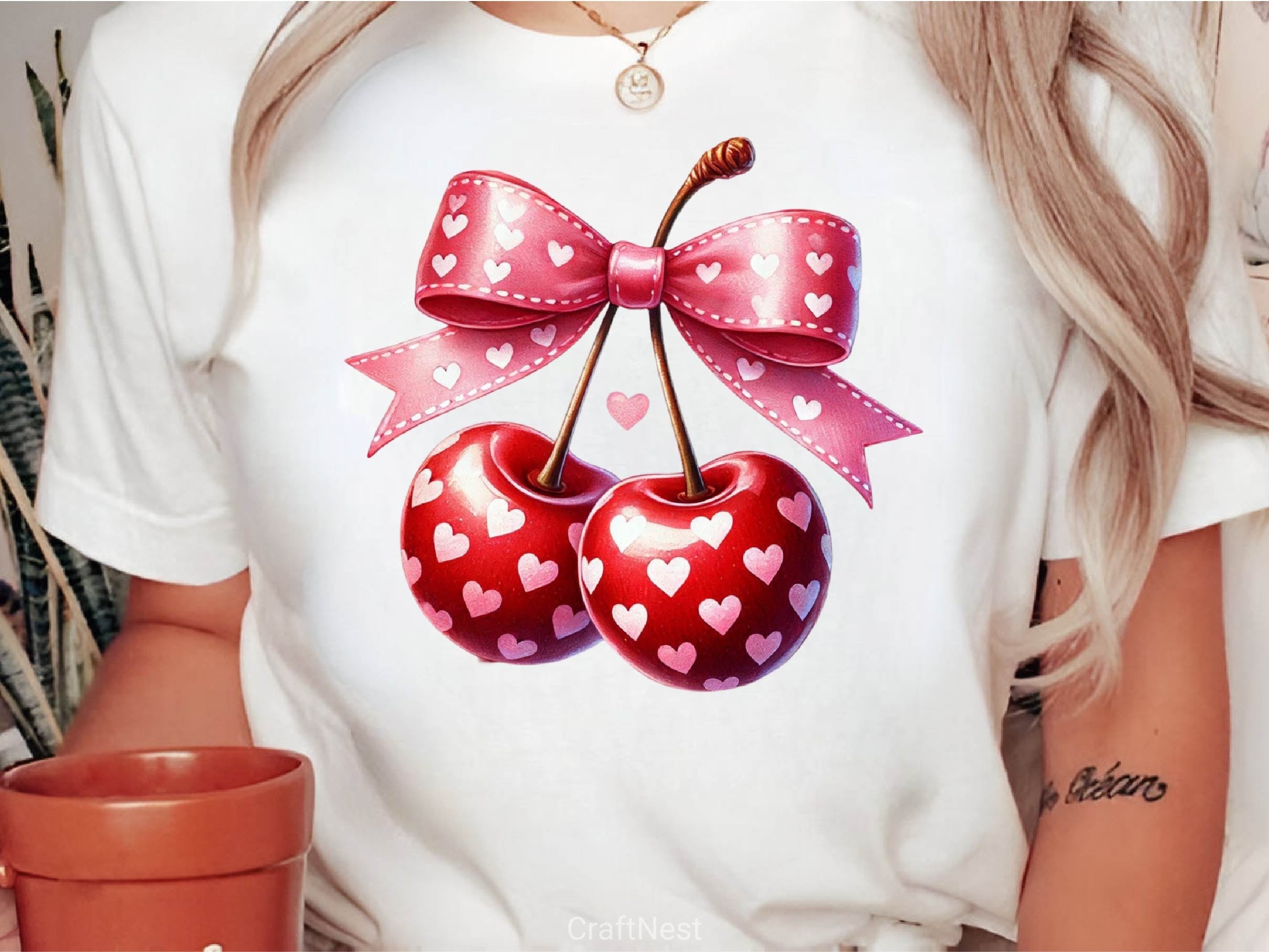 Cherry Love Pink Coquette Valentine Clipart Bundle - CraftNest - Digital Crafting and Art