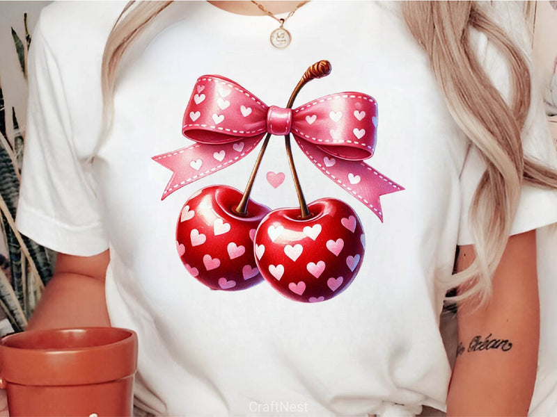 Cherry Love Pink Coquette Valentine Clipart Bundle - CraftNest - Digital Crafting and Art