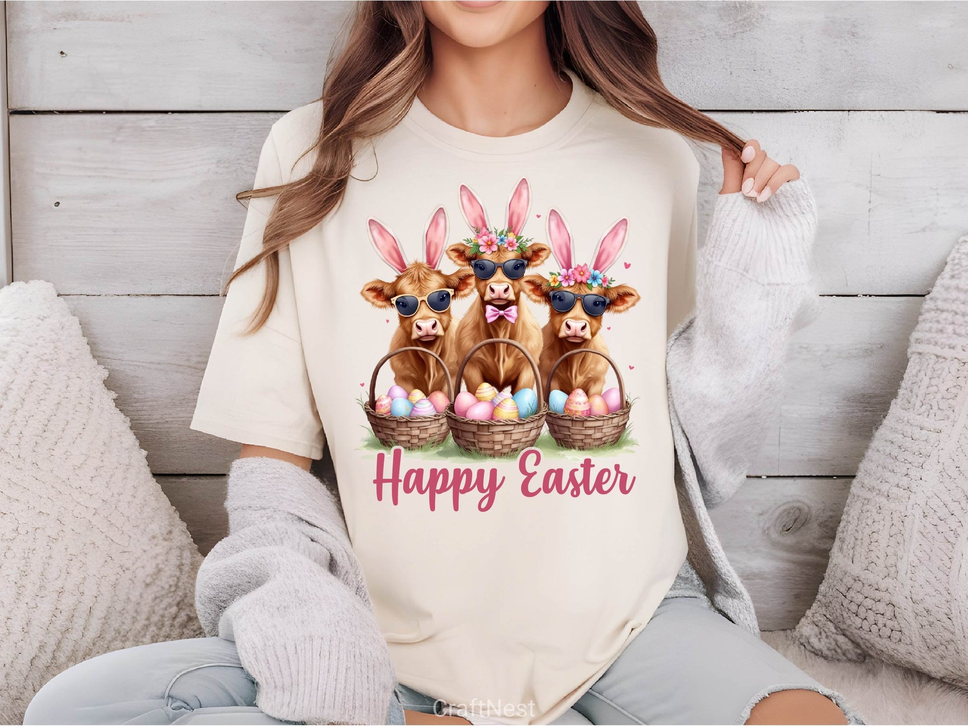 Cute Cow Easter Retro Easter Clipart Bundle - CraftNest - Digital Crafting and Art