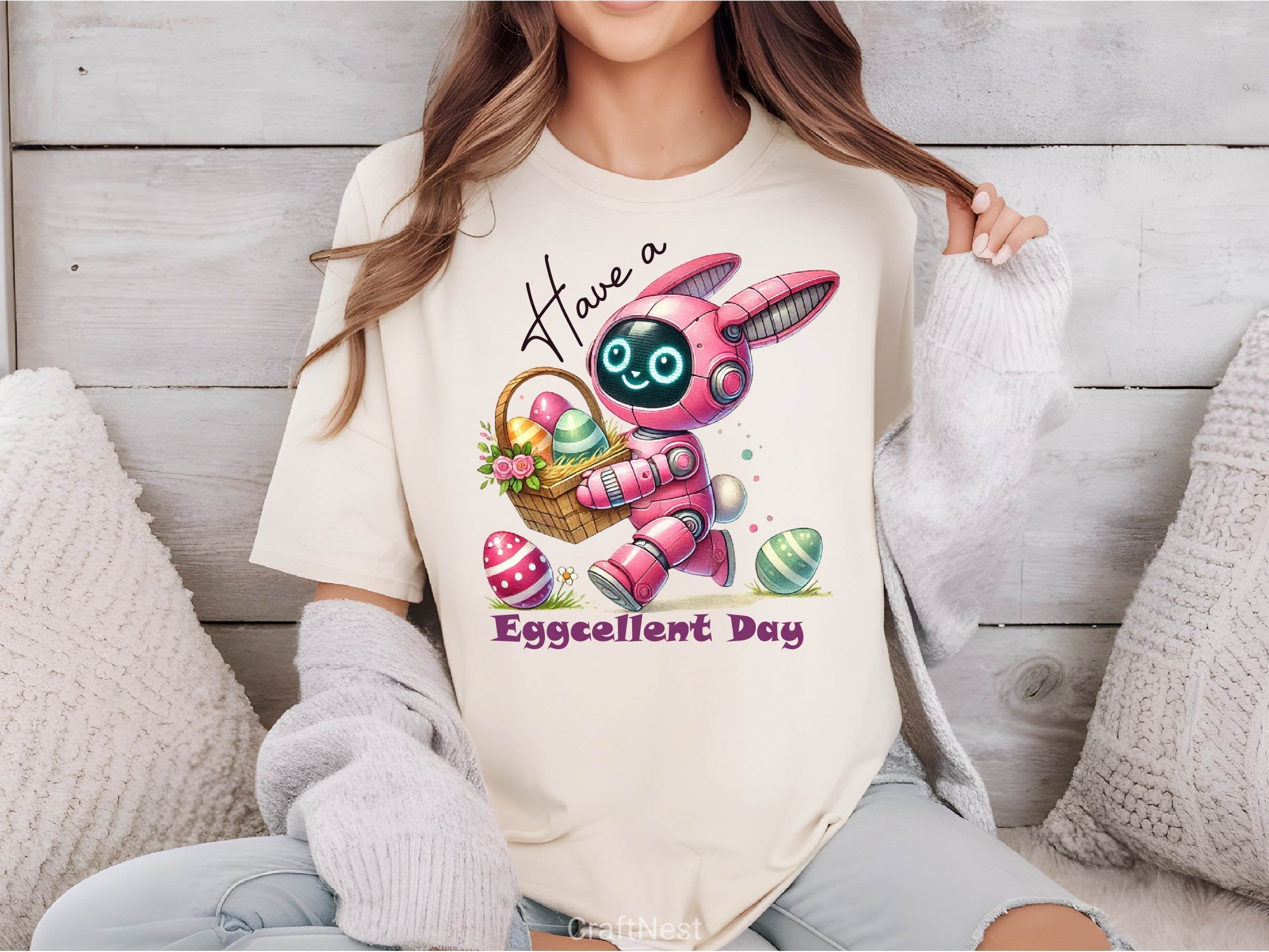 Have A Eggcellent Day Toddler Bunny Bot Clipart Bundle - CraftNest - Digital Crafting and Art