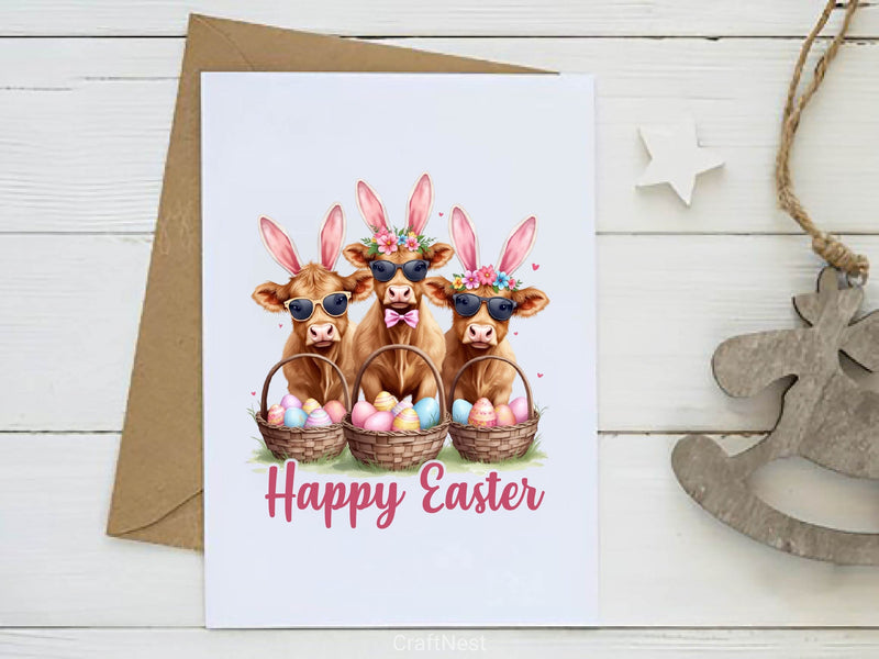 Cute Cow Easter Retro Easter Clipart Bundle - CraftNest - Digital Crafting and Art
