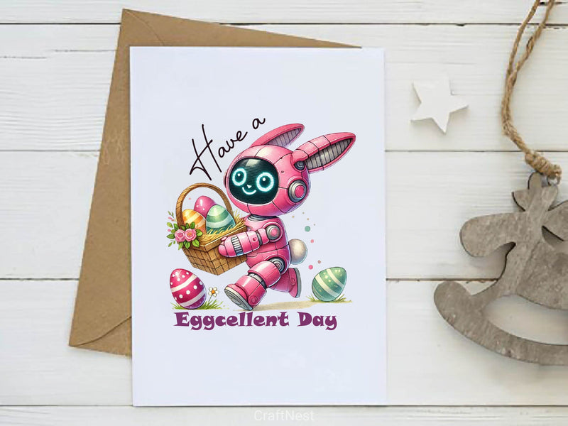 Have A Eggcellent Day Toddler Bunny Bot Clipart Bundle - CraftNest - Digital Crafting and Art