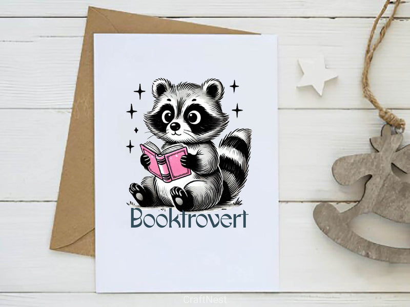 Booktrovert Reading Raccoon Clipart Bundle 2 - CraftNest - Digital Crafting and Art