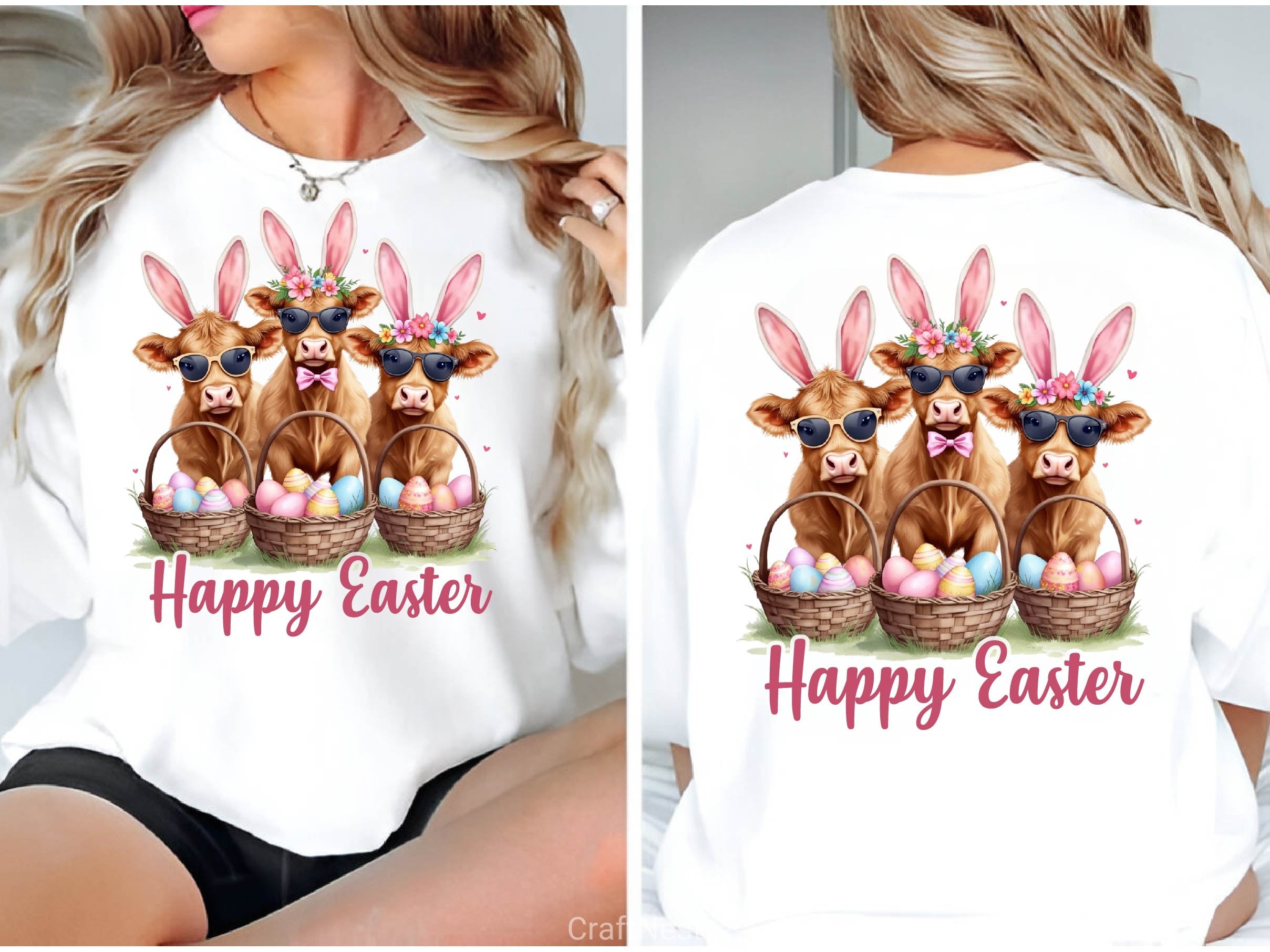 Cute Cow Easter Retro Easter Clipart Bundle - CraftNest - Digital Crafting and Art