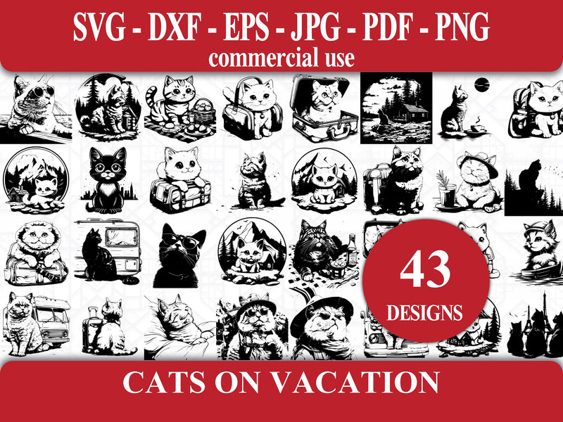 Cats On Vacation SVG Bundle - CraftNest - Digital Crafting and Art