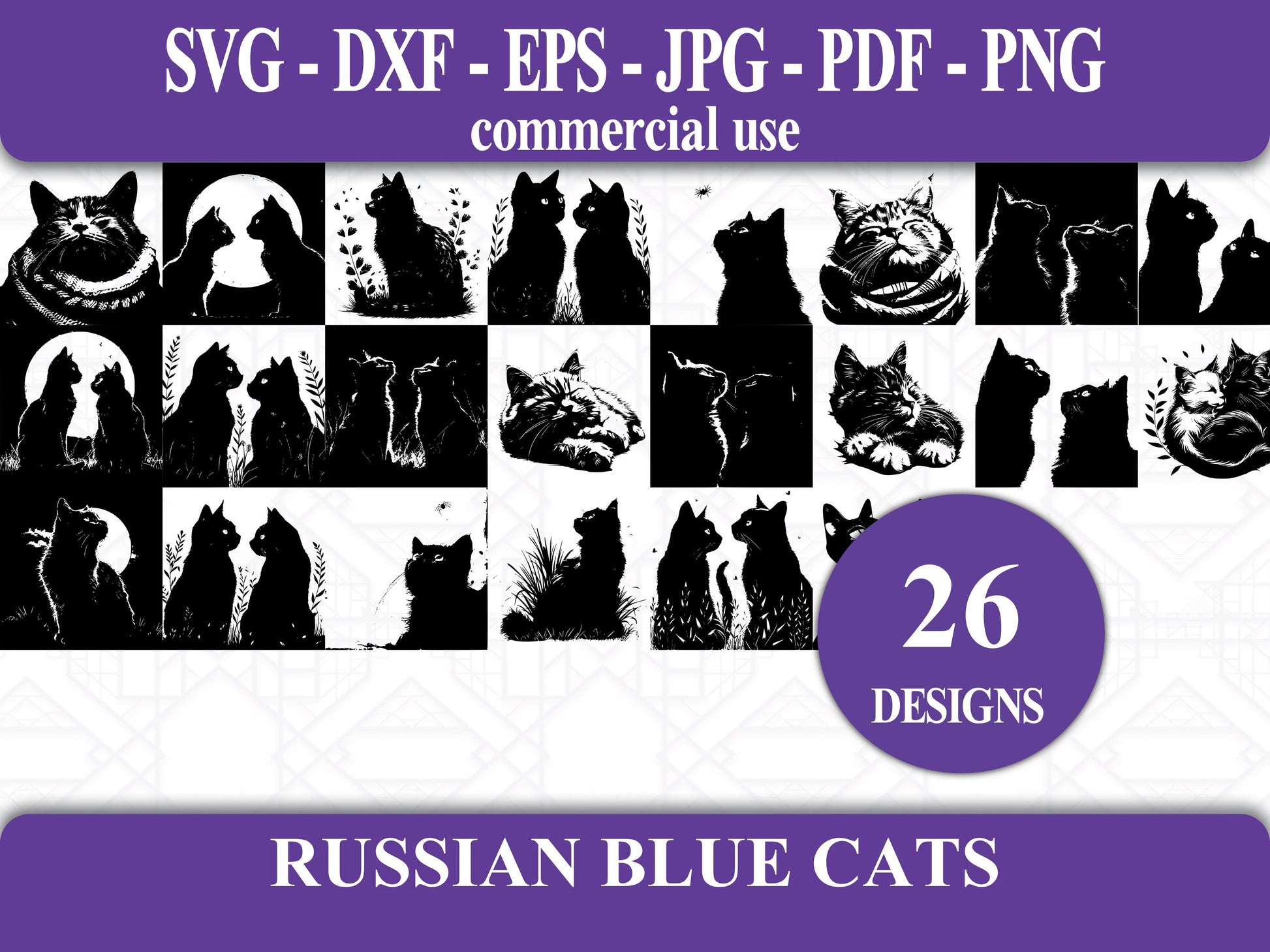 Russian Blue Cats SVG Bundle - CraftNest - Digital Crafting and Art