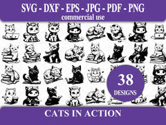 Cats In Action SVG Bundle - CraftNest - Digital Crafting and Art