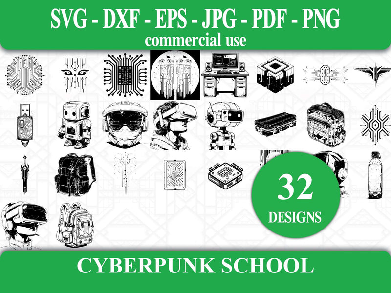 Cyberpunk Back To School SVG Bundle - CraftNest - Digital Crafting and Art