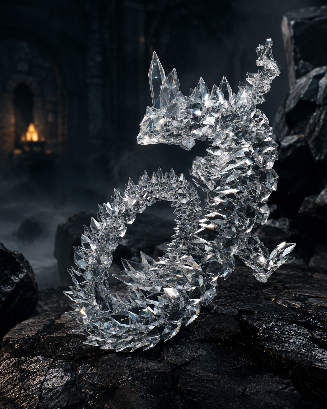 Crystal Dragon Figurine Print STL File