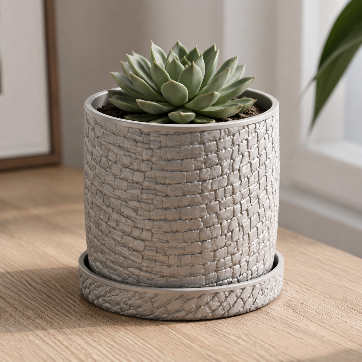 Round Stone Texture Planter Print STL File