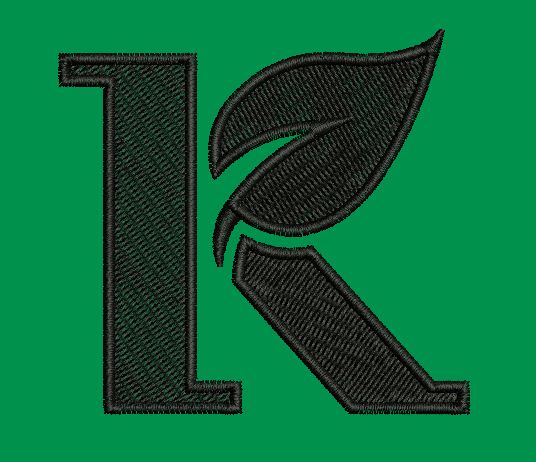 Letter K Leaf Embroidery Design