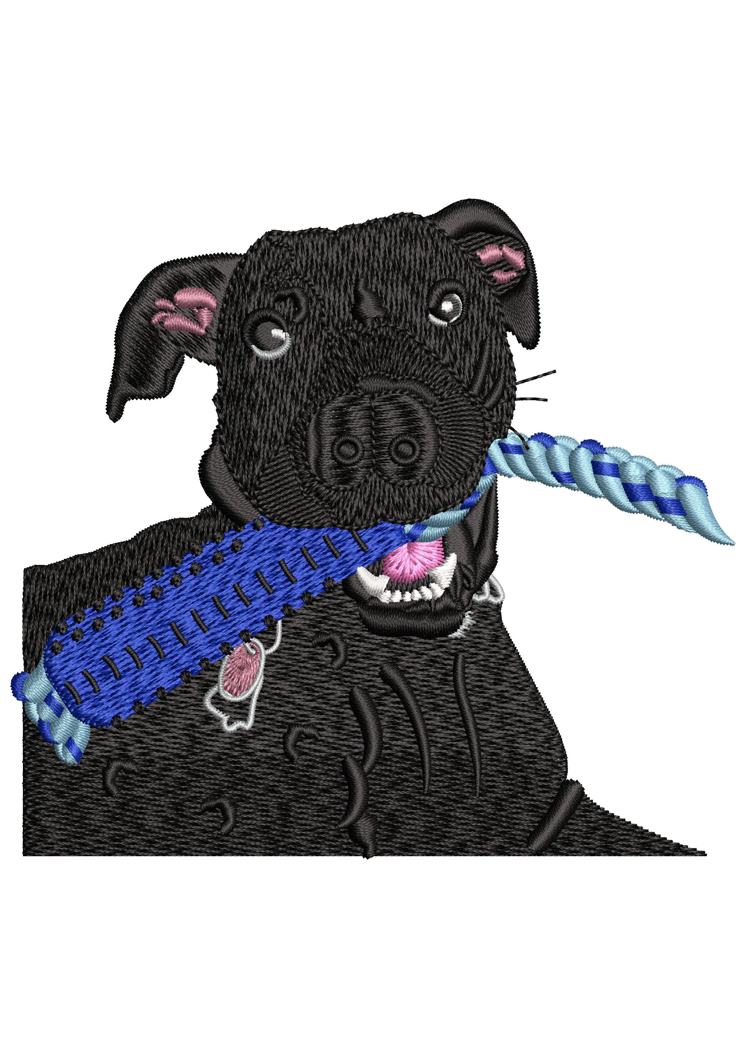 Dog With Toy Embroidery Design
