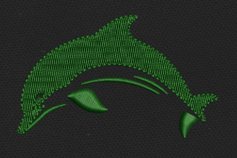 Dolphin Leap Green Embroidery Design