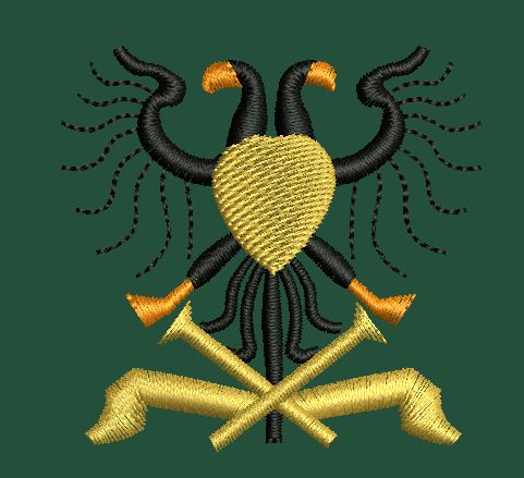 Double Head Avian Crest Embroidery Design
