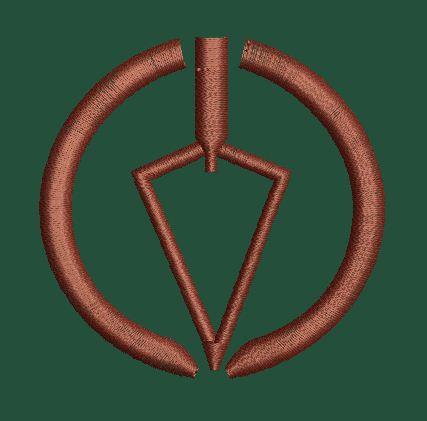 Downward Pointing Arrow Within a Circle Embroidery Design