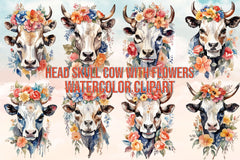 Floral Cow Skull Clipart Bundle - CraftNest - Digital Crafting and Art