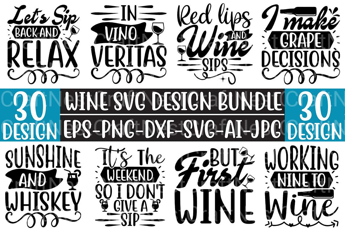Wine SVG Bundle 2 - CraftNest - Digital Crafting and Art